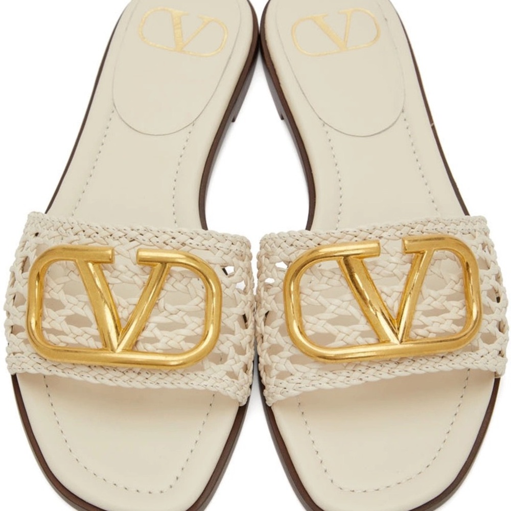 Valentino Garavani Off-White VLogo Slide Sandals